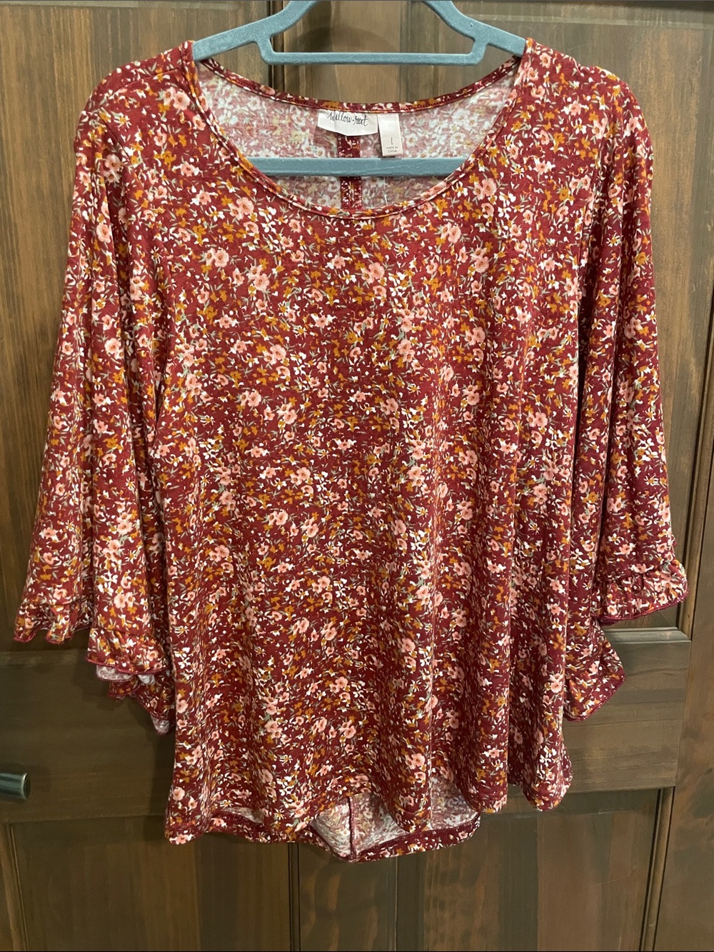 Willow Burgundy Floral Scoop Neck Tunic